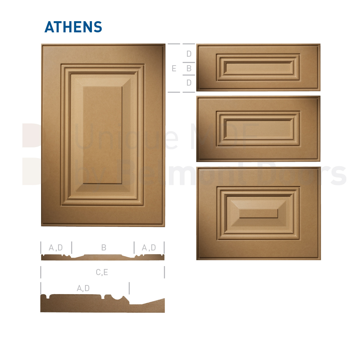 ATHENS Collection (Traditional Kitchen Cabinet Door Style MDF Set 17)