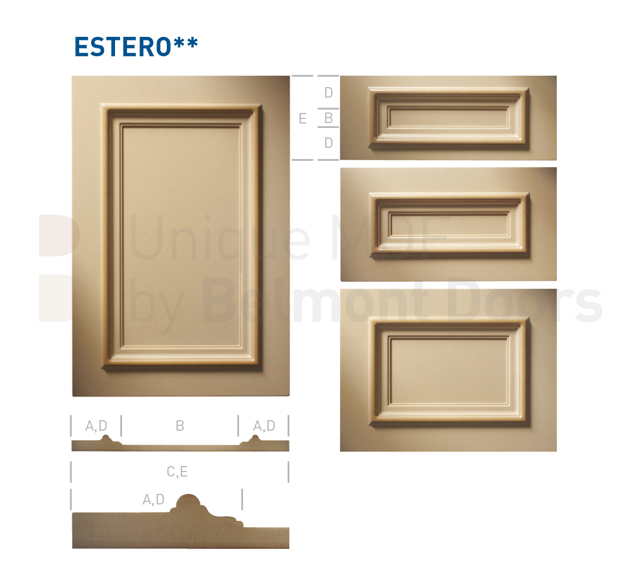 ESTERO** Collection (Classic Kitchen Cabinet Door Style MDF Set 5)