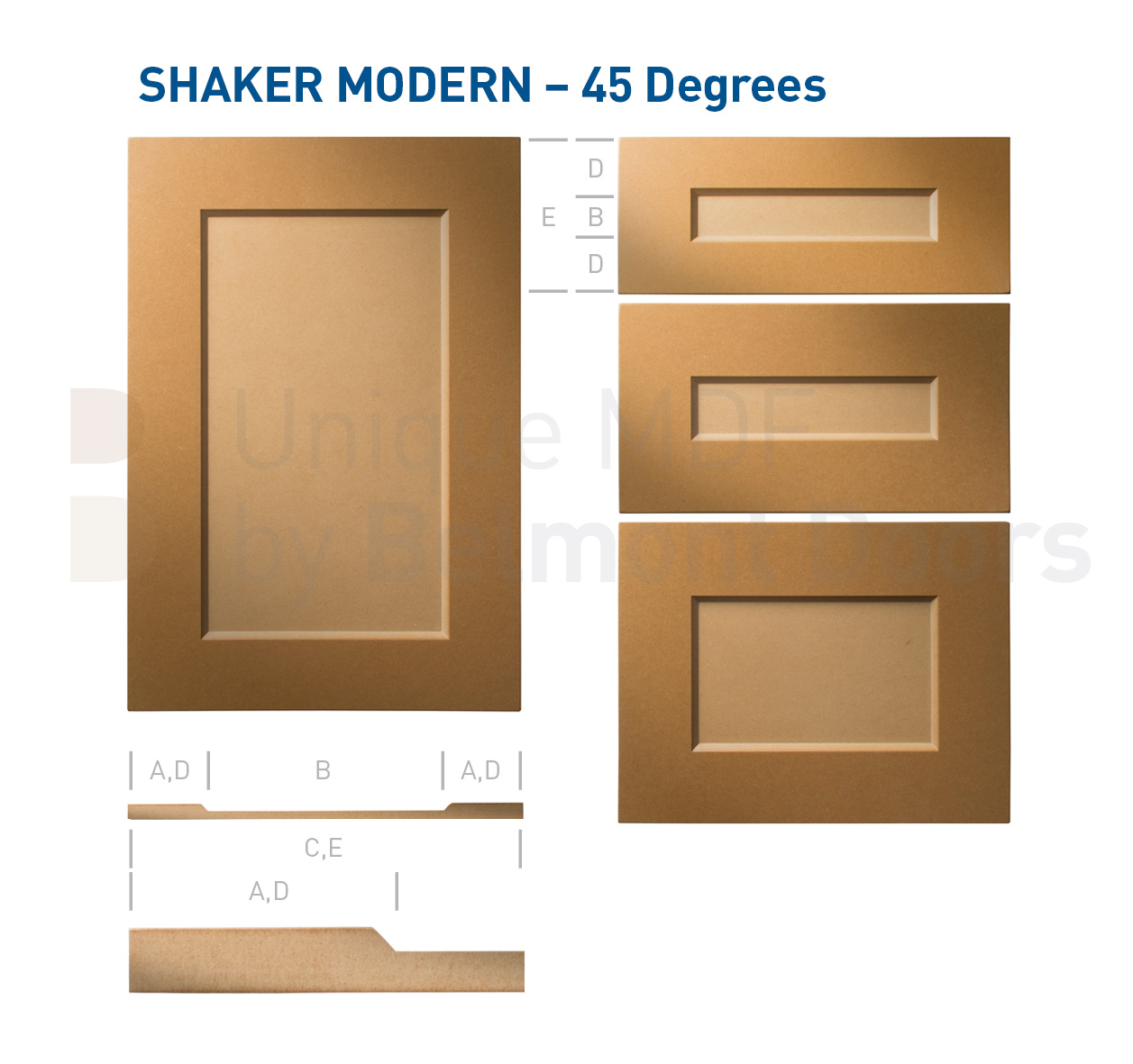 Shaker Modern 45 Degrees (Shaker Kitchen Cabinet Door Style MDF Set 2)