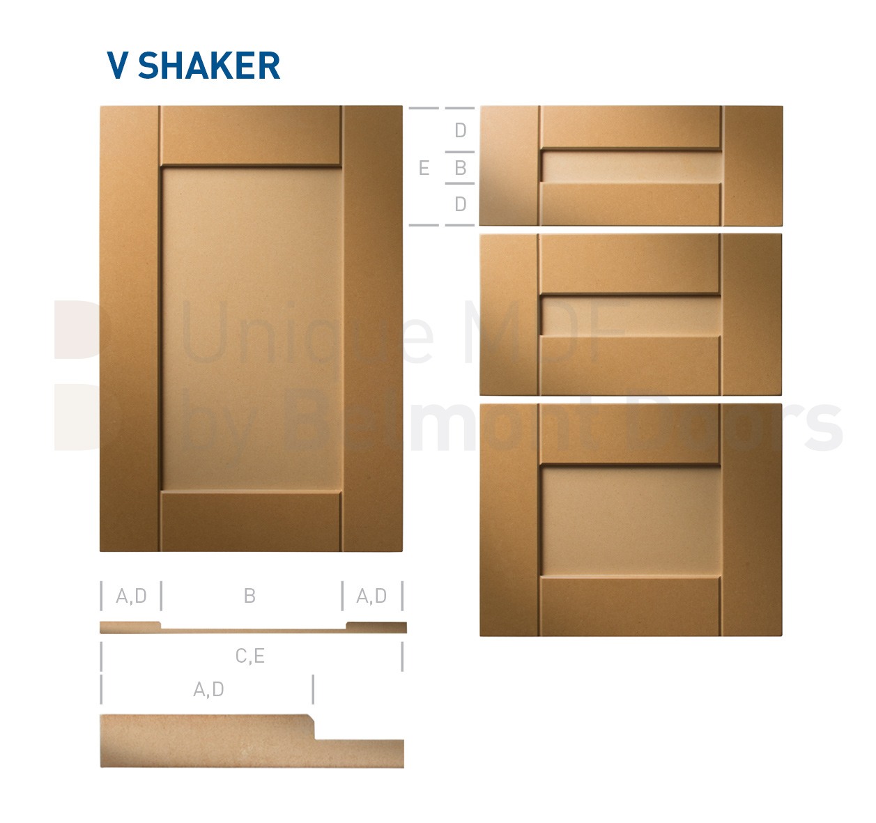 V Shaker Shaker Kitchen Cabinet Door Style MDF Set