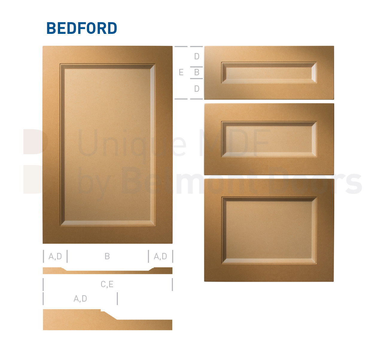 BEDFORD (Shaker Kitchen Cabinet Flat Panel Door Style MDF Set