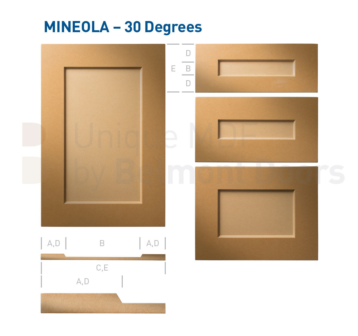 Mineola 30 Degrees (Shaker Kitchen Cabinet Door Style MDF Set)