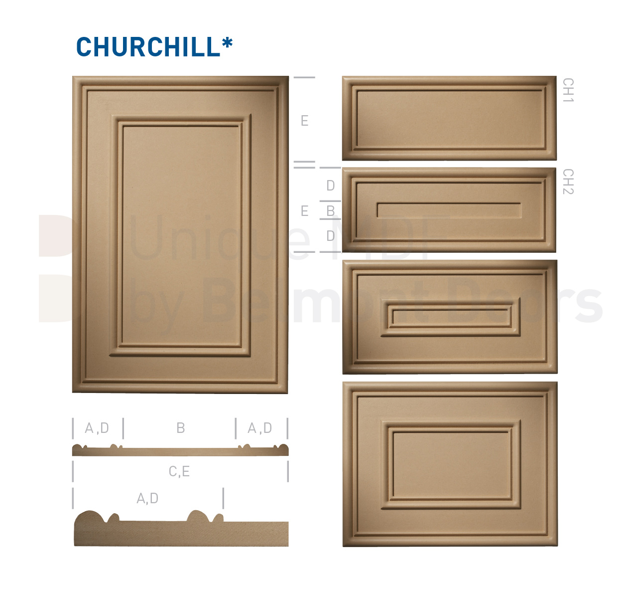 CHURCHILL* Collection (Classic Kitchen Cabinet Door Style MDF Set 8)